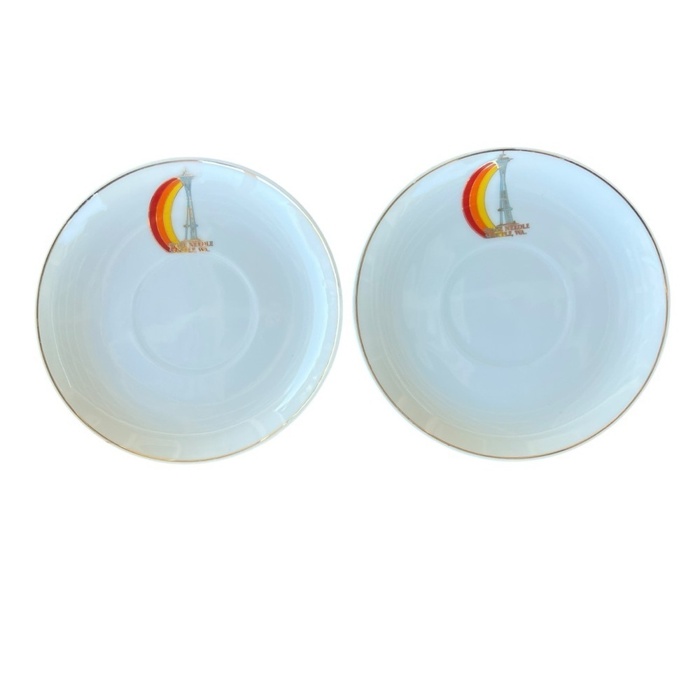 Vintage Space Needle Seattle Washington Souvenir Saucer Set Made‎ in Japan 5”